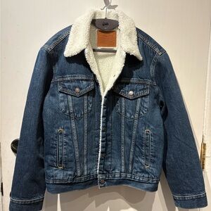 Levi's White Sherpa Lined Jacket